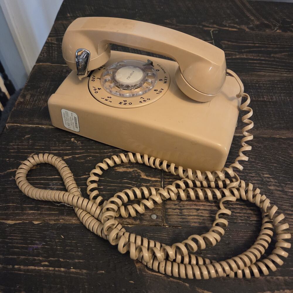 Vintage ITT Rotary Wall Phone Tan Beige Retro 1981 Lippincott Not Tested